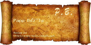 Papp Béla névjegykártya