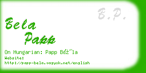 bela papp business card